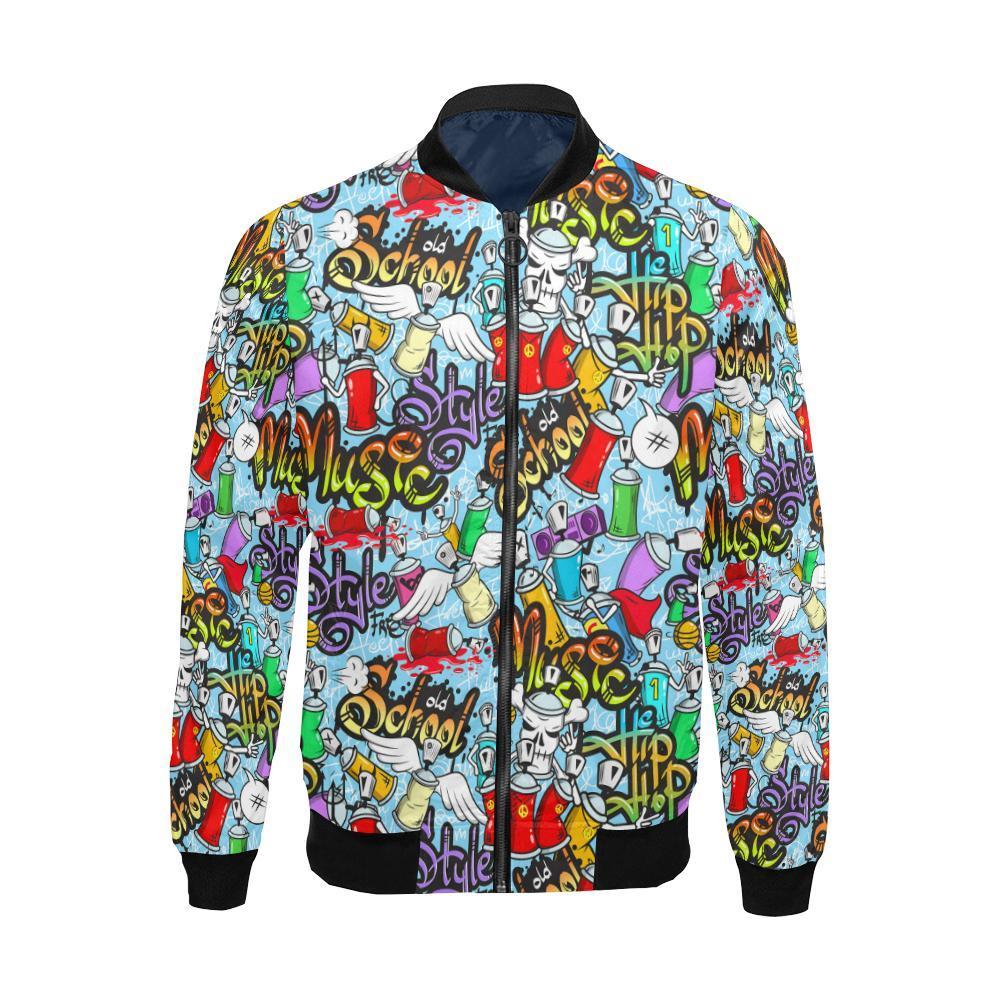 Graffiti Pattern Print Men's Bomber Jacket-grizzshop