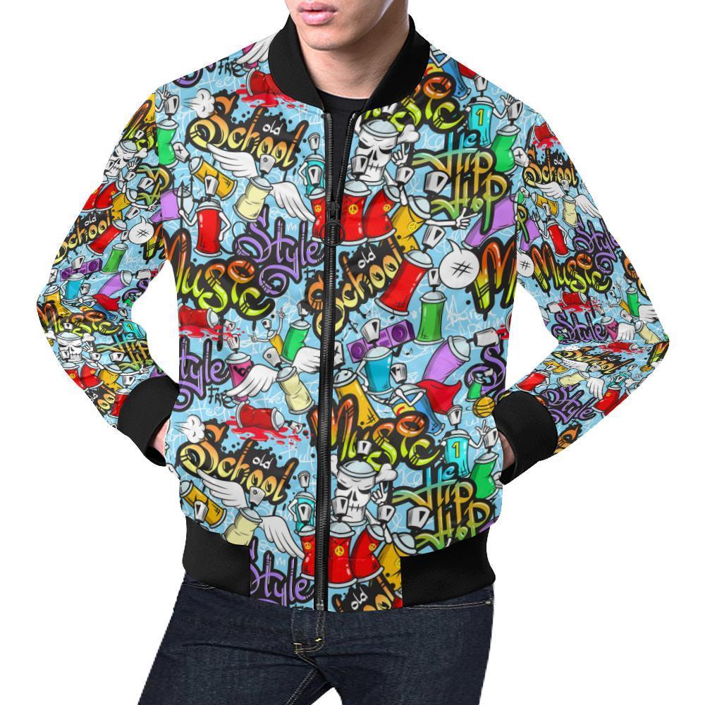 Graffiti Pattern Print Men's Bomber Jacket-grizzshop