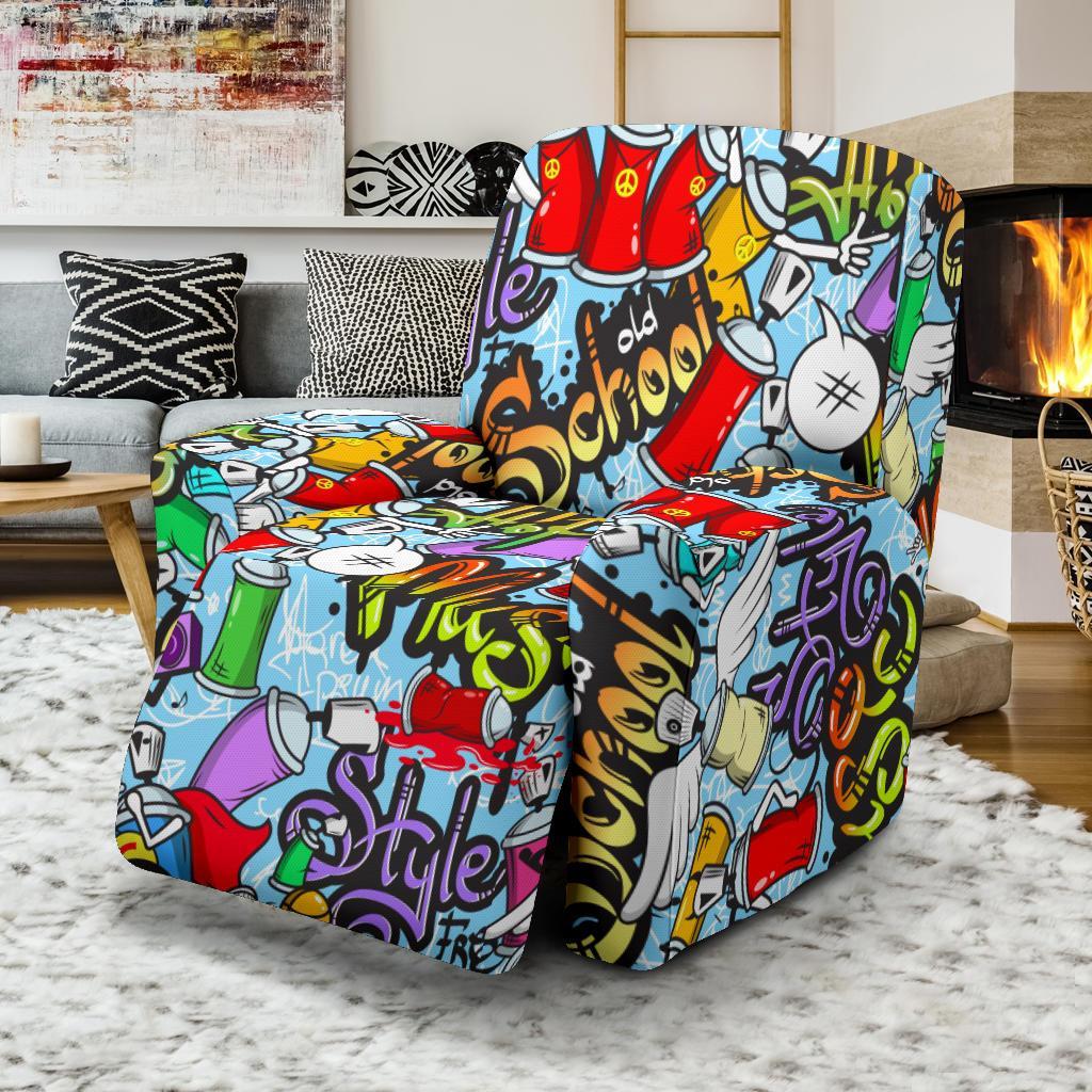 Graffiti Pattern Print Recliner Cover-grizzshop