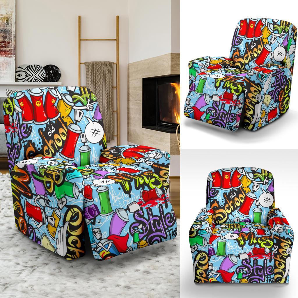 Graffiti Pattern Print Recliner Cover-grizzshop