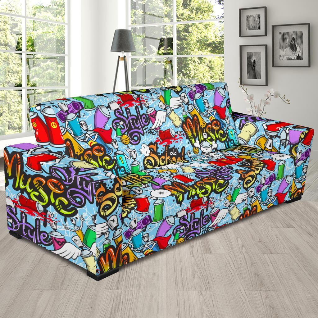 Graffiti Pattern Print Sofa Covers-grizzshop