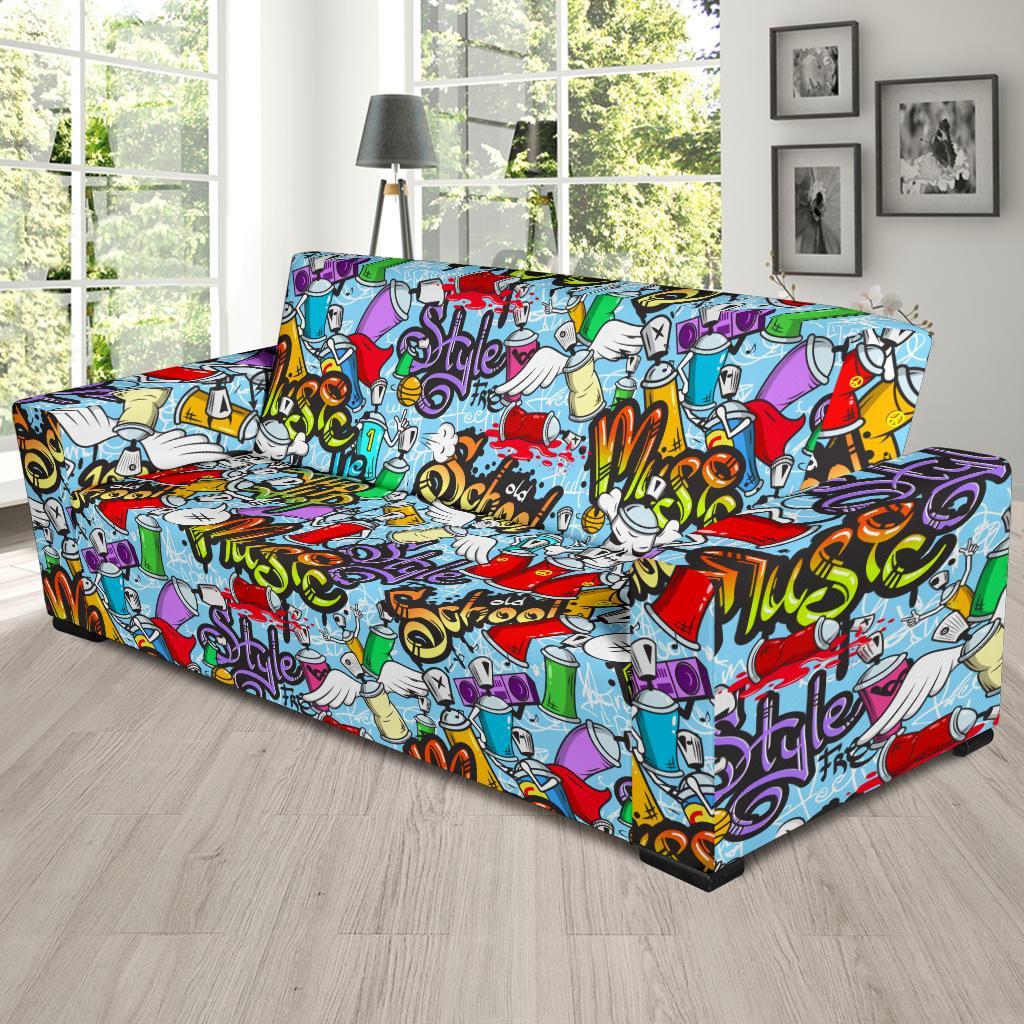 Graffiti Pattern Print Sofa Covers-grizzshop