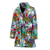 Graffiti Pattern Print Women Long Robe-grizzshop