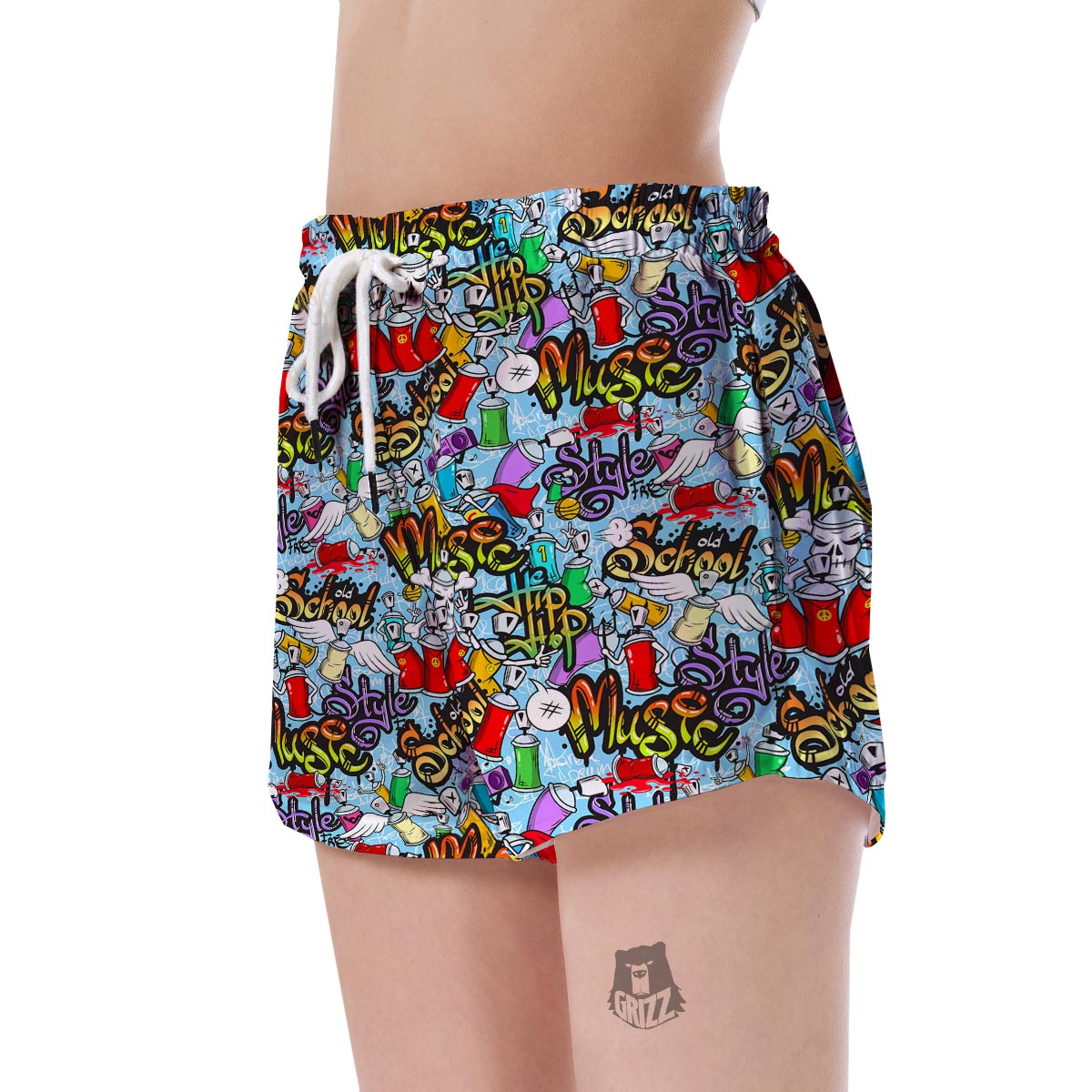 Graffiti Pattern Print Women's Shorts-grizzshop