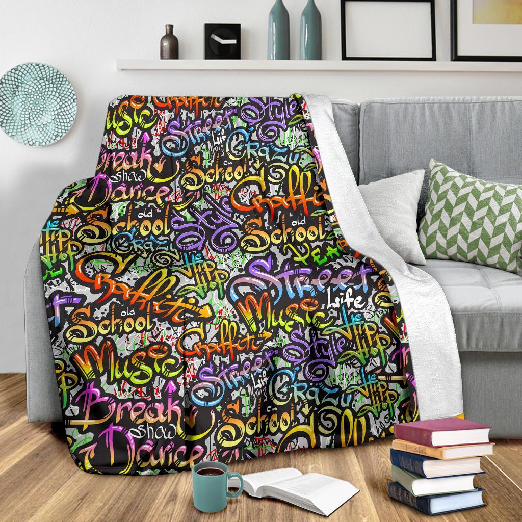 Graffiti Print Pattern Blanket-grizzshop