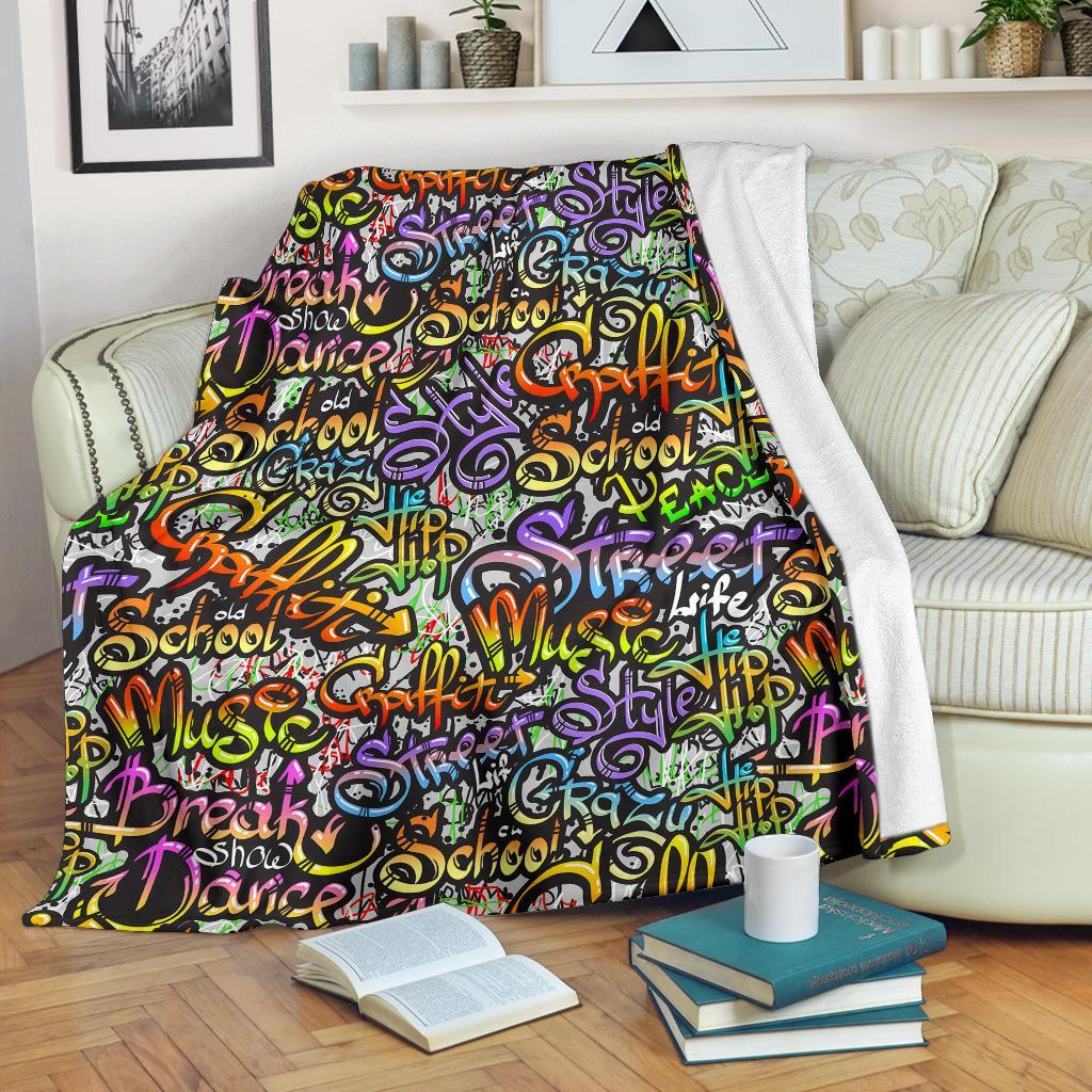 Graffiti Print Pattern Blanket-grizzshop