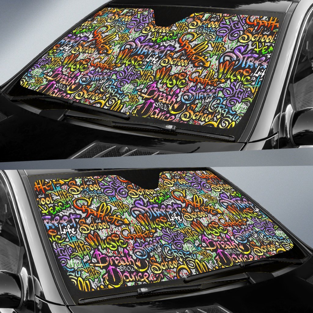 Graffiti Print Pattern Car Sun Shade-grizzshop