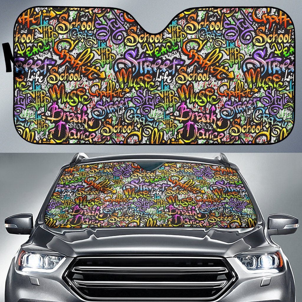 Graffiti Print Pattern Car Sun Shade-grizzshop