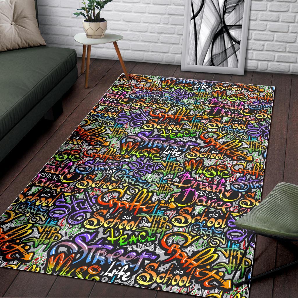 Graffiti Print Pattern Floor Mat-grizzshop