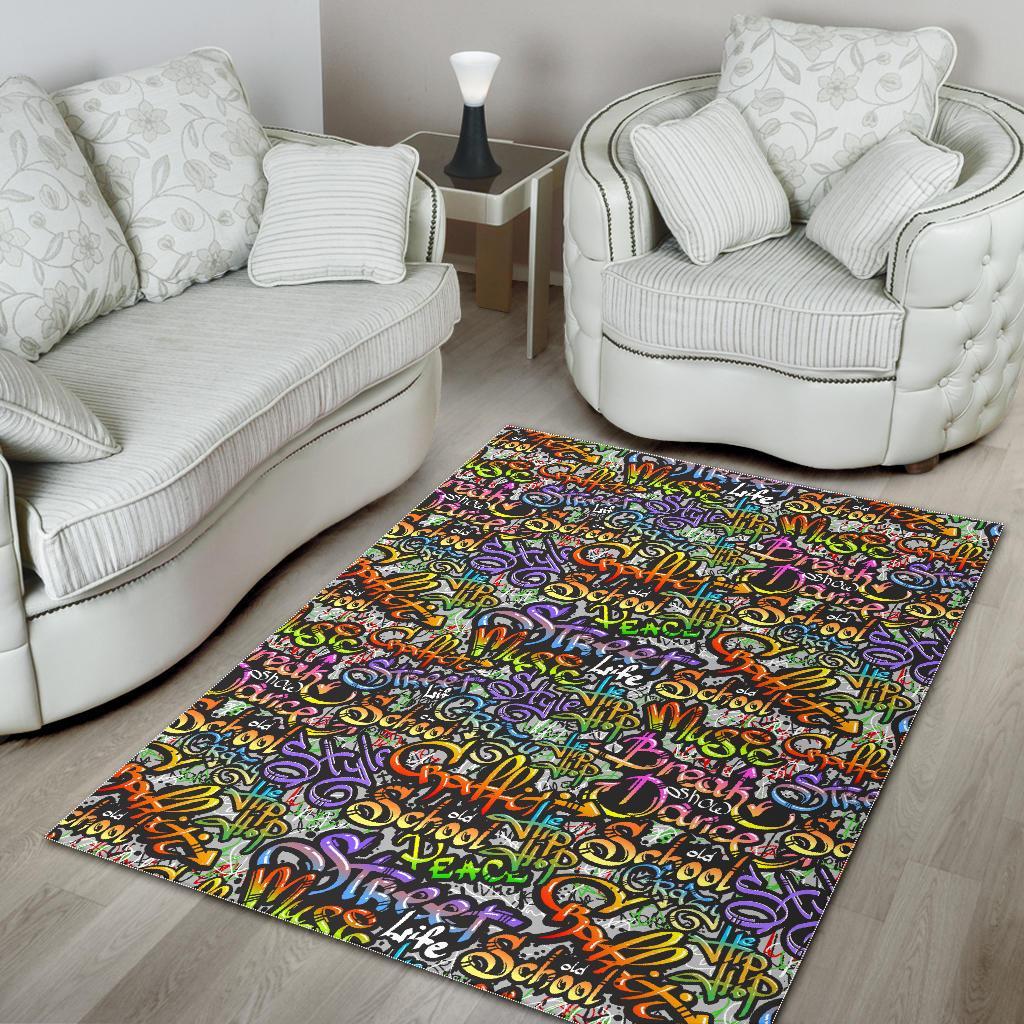 Graffiti Print Pattern Floor Mat-grizzshop