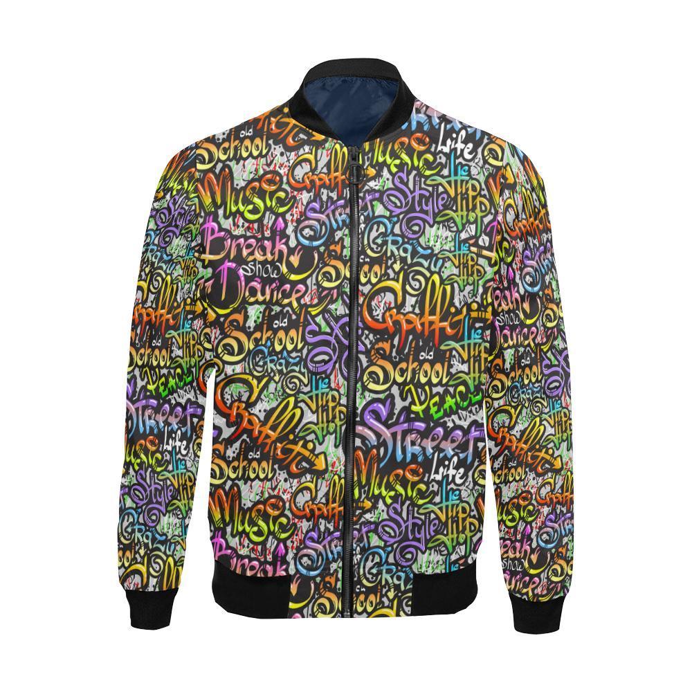 Graffiti Print Pattern Men's Bomber Jacket-grizzshop