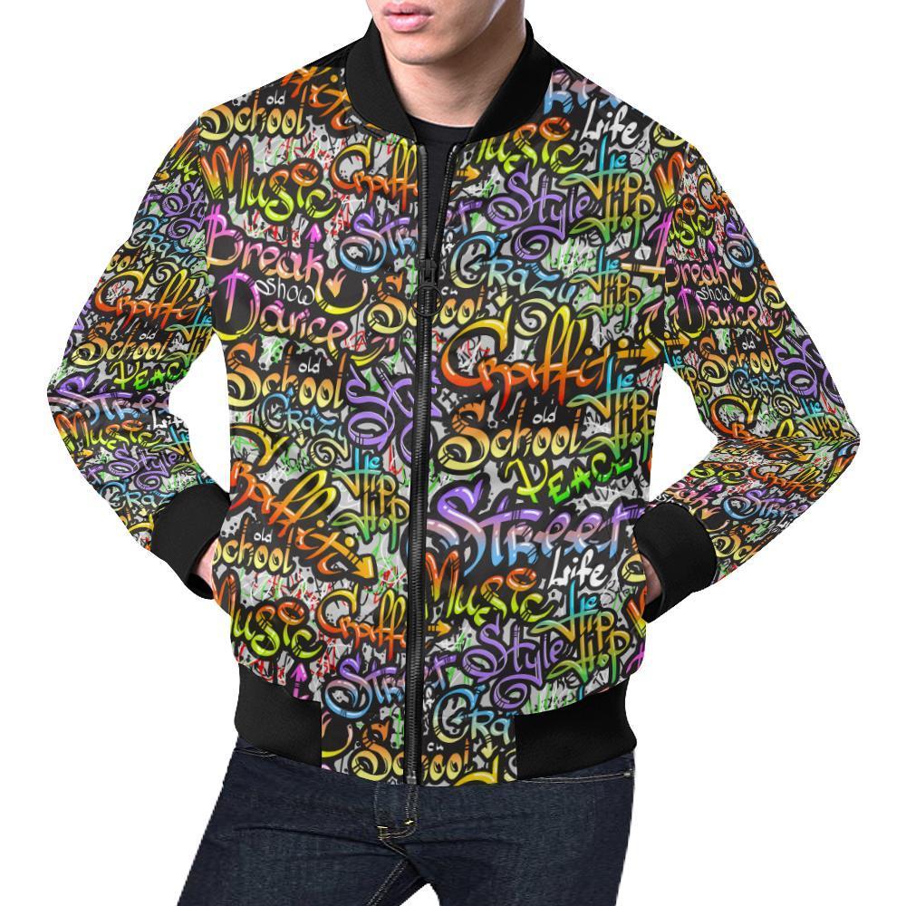 Graffiti Print Pattern Men's Bomber Jacket-grizzshop