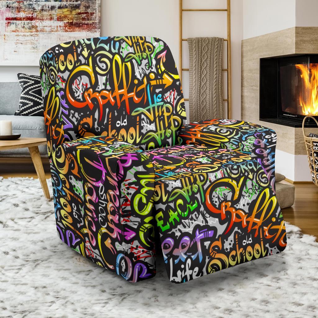 Graffiti Print Pattern Recliner Cover-grizzshop