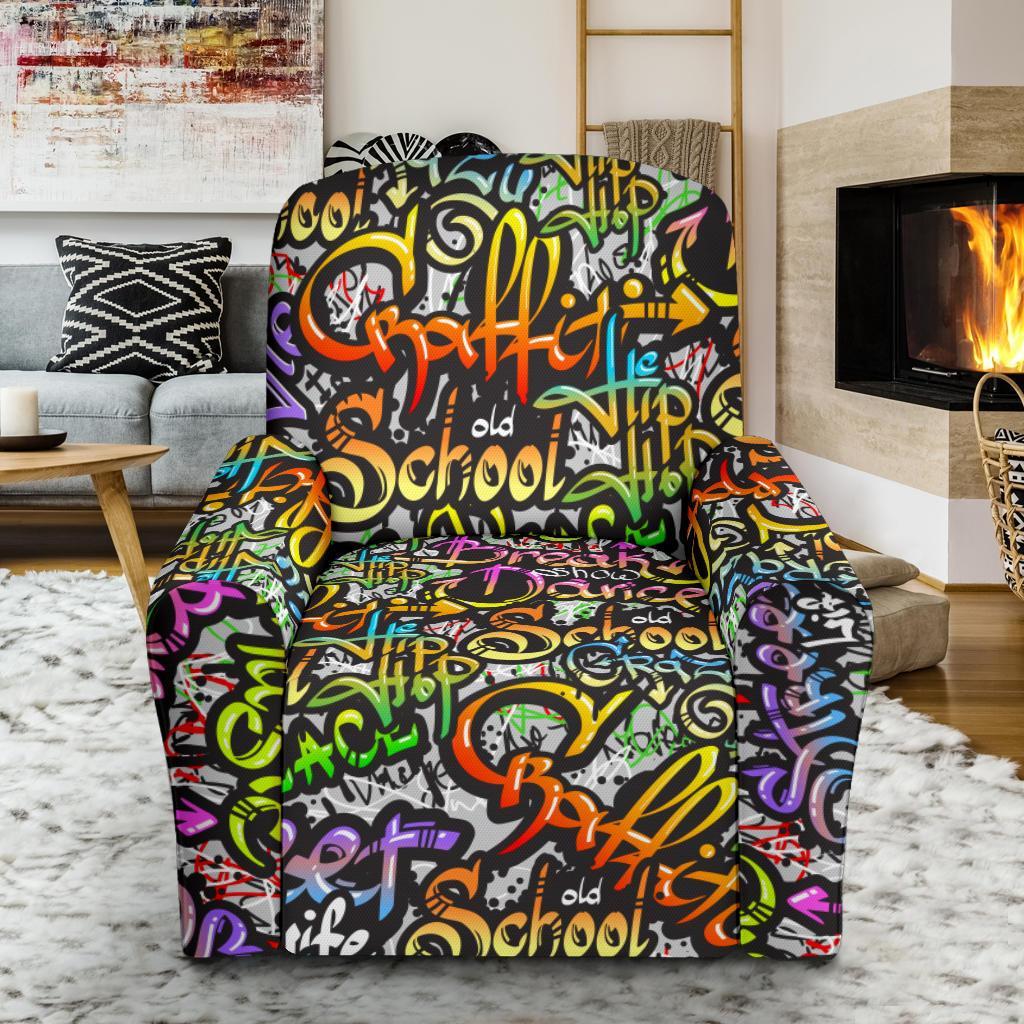 Graffiti Print Pattern Recliner Cover-grizzshop