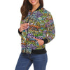 Graffiti Print Pattern Women Casual Bomber Jacket-grizzshop