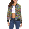 Graffiti Print Pattern Women Casual Bomber Jacket-grizzshop