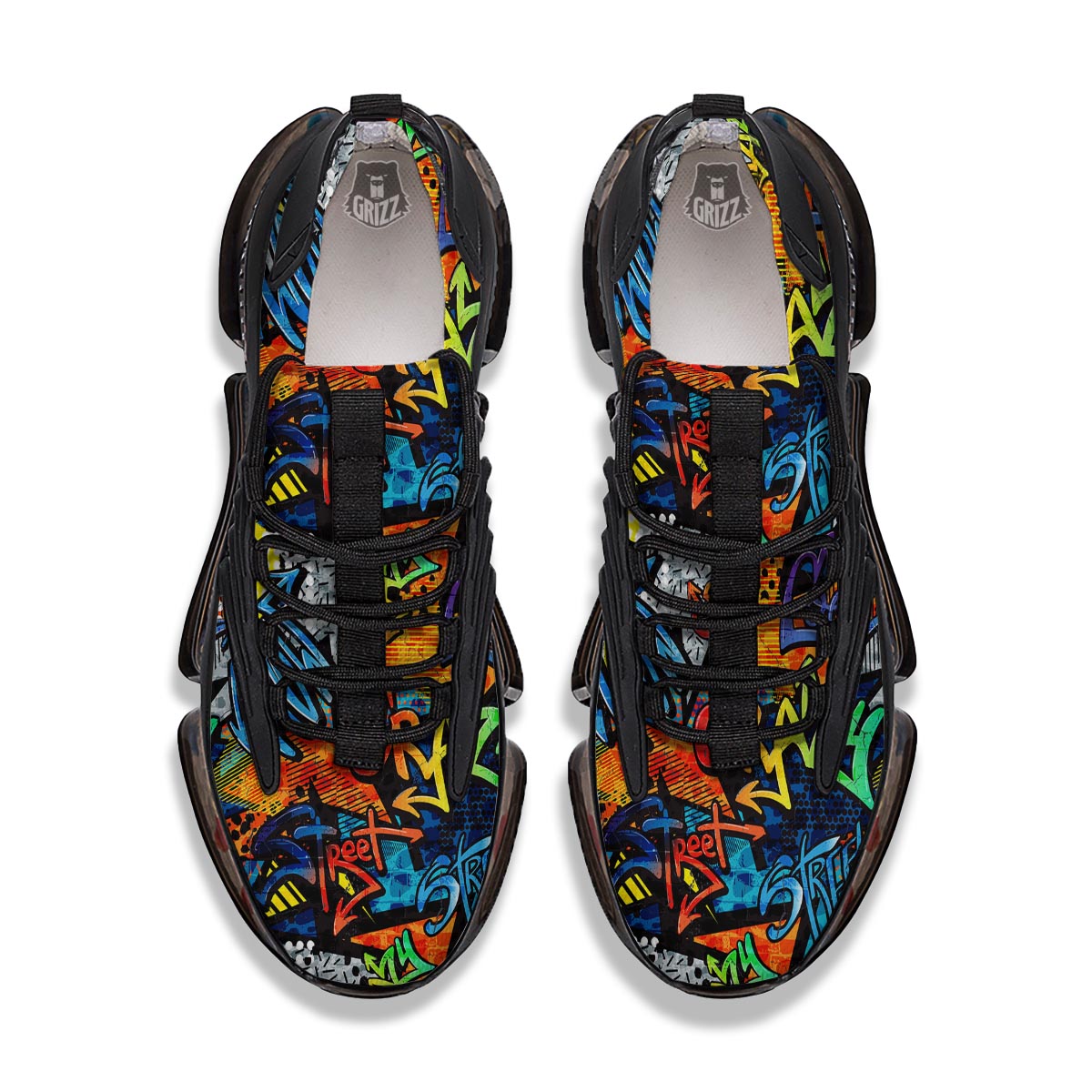 Graffiti Retro Print Pattern Black Gym Shoes-grizzshop