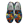 Graffiti Retro Print Pattern Black Slip On Shoes-grizzshop