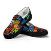 Graffiti Retro Print Pattern Black Slip On Shoes-grizzshop