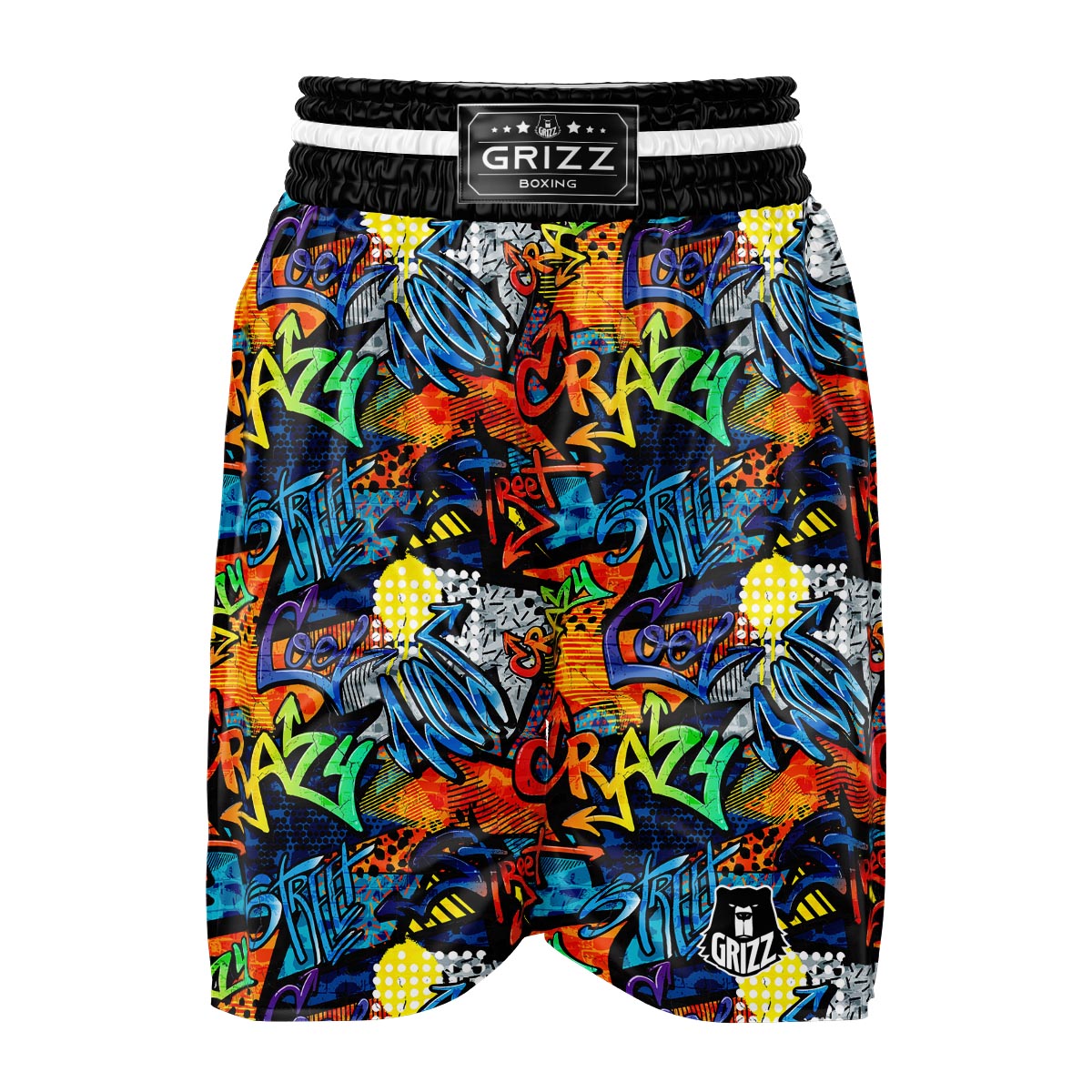 Graffiti Retro Print Pattern Boxing Shorts-grizzshop