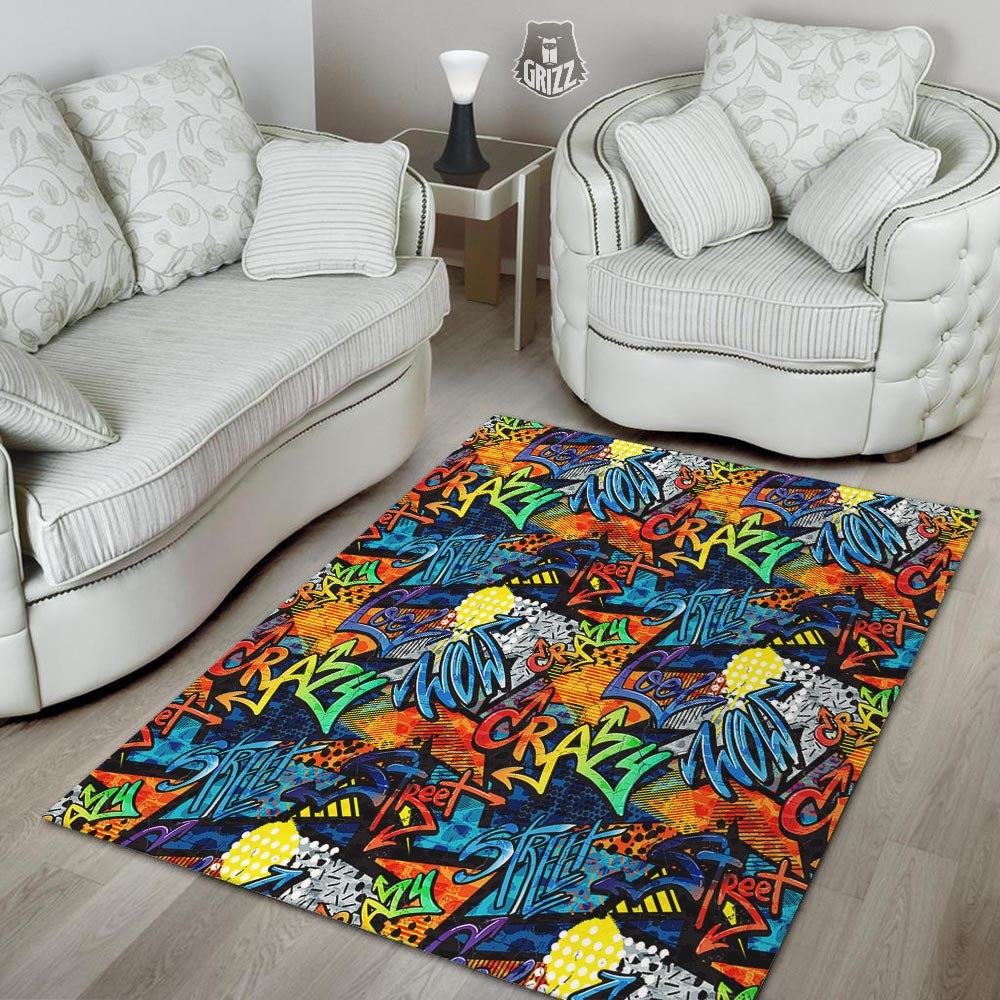 Graffiti Retro Print Pattern Floor Mat-grizzshop