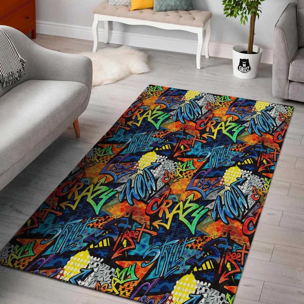 Graffiti Retro Print Pattern Floor Mat-grizzshop