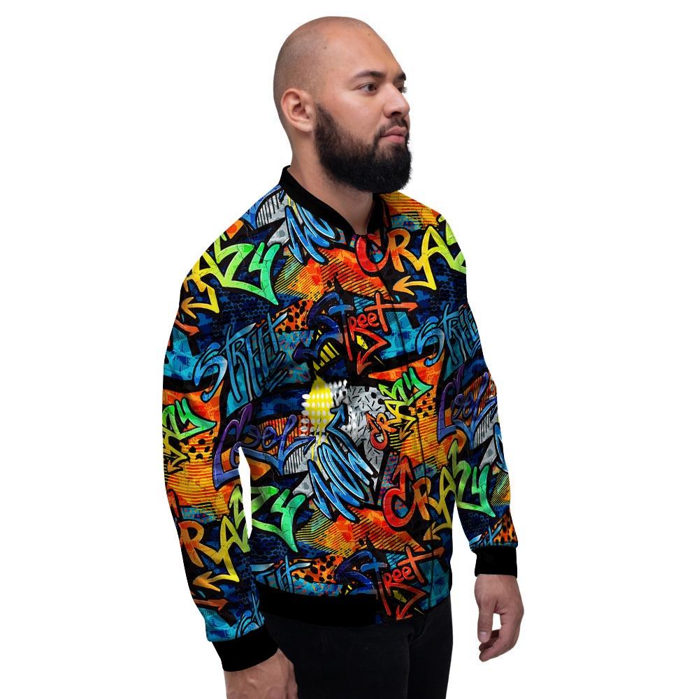 Graffiti Retro Print Pattern Men's Bomber Jacket-grizzshop