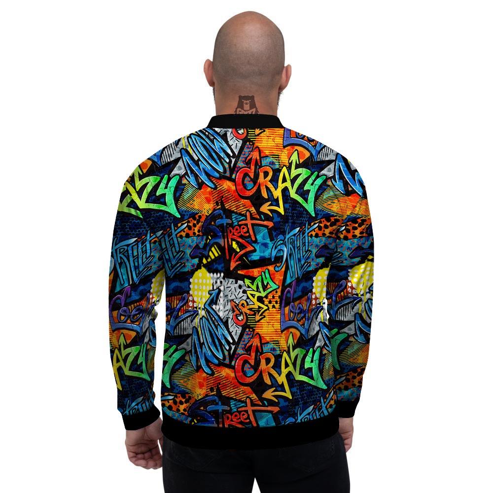 Graffiti Retro Print Pattern Men's Bomber Jacket-grizzshop