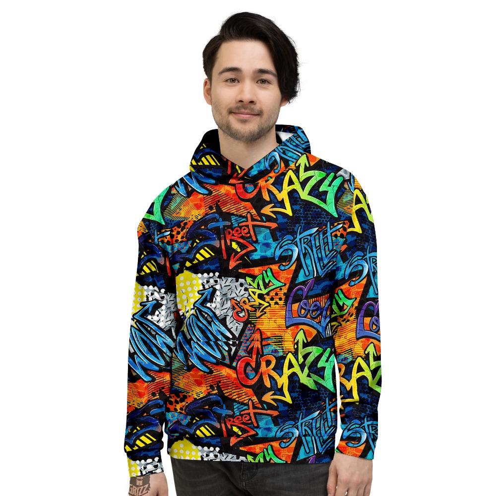 Graffiti Retro Print Pattern Men's Hoodie-grizzshop