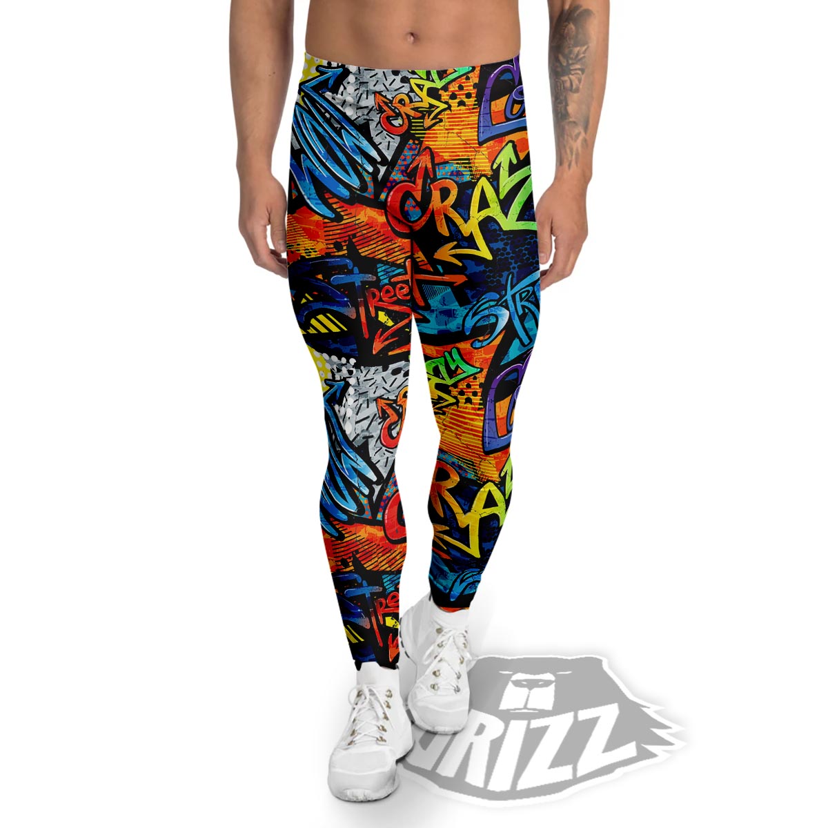 Graffiti Retro Print Pattern Men's Leggings-grizzshop