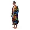 Graffiti Retro Print Pattern Men's Robe-grizzshop