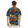 Graffiti Retro Print Pattern Men's Short Sleeve Shirts-grizzshop