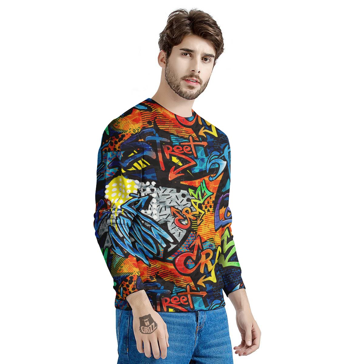 Graffiti Retro Print Pattern Men's Sweatshirt-grizzshop