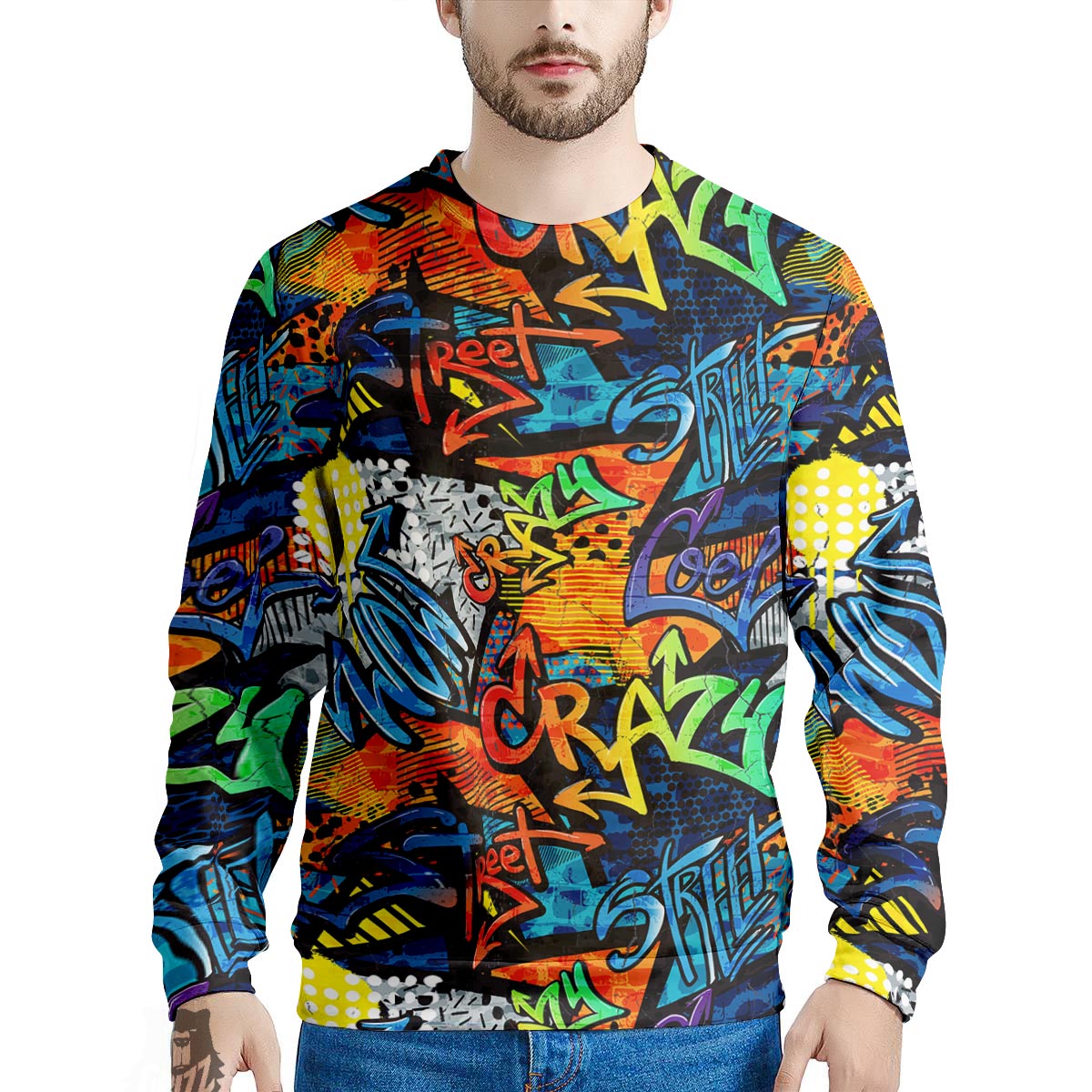 Graffiti Retro Print Pattern Men's Sweatshirt-grizzshop