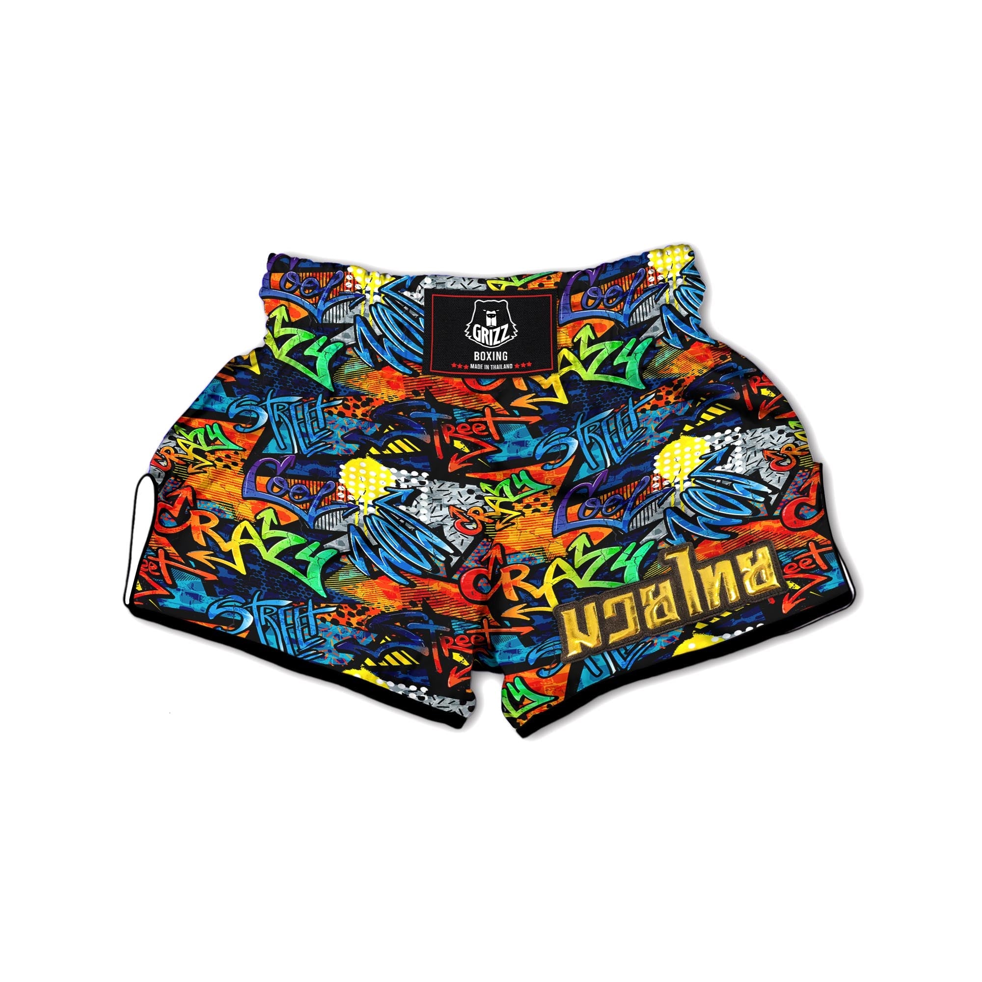 Graffiti Retro Print Pattern Muay Thai Boxing Shorts-grizzshop