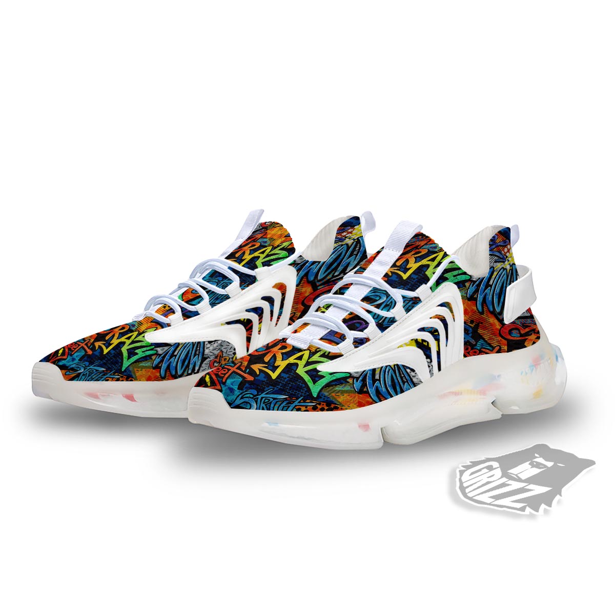 Graffiti Retro Print Pattern White Gym Shoes-grizzshop