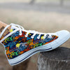 Graffiti Retro Print Pattern White High Top Shoes-grizzshop