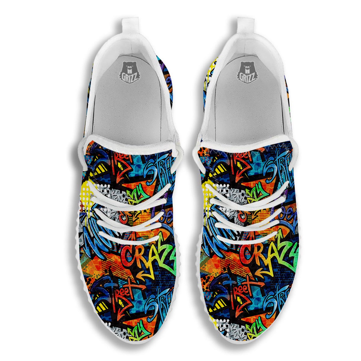 Graffiti Retro Print Pattern White Walking Shoes-grizzshop