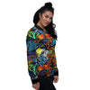 Graffiti Retro Print Pattern Women's Bomber Jacket-grizzshop