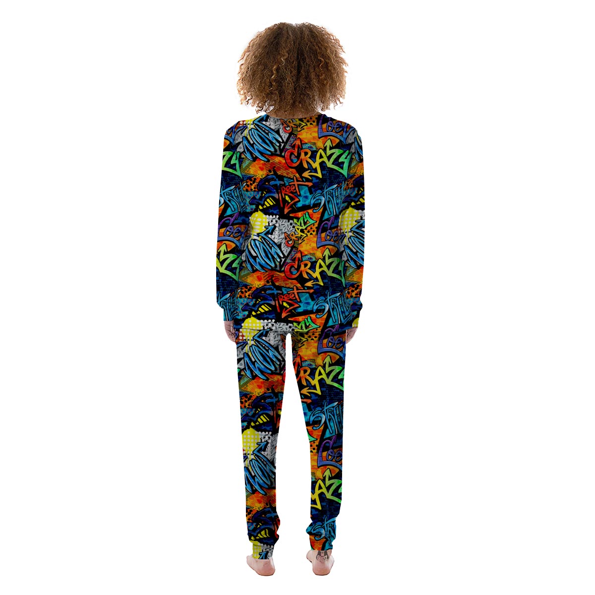 Graffiti Retro Print Pattern Women's Pajamas-grizzshop