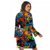 Graffiti Retro Print Pattern Women's Robe-grizzshop