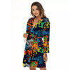 Graffiti Retro Print Pattern Women's Robe-grizzshop