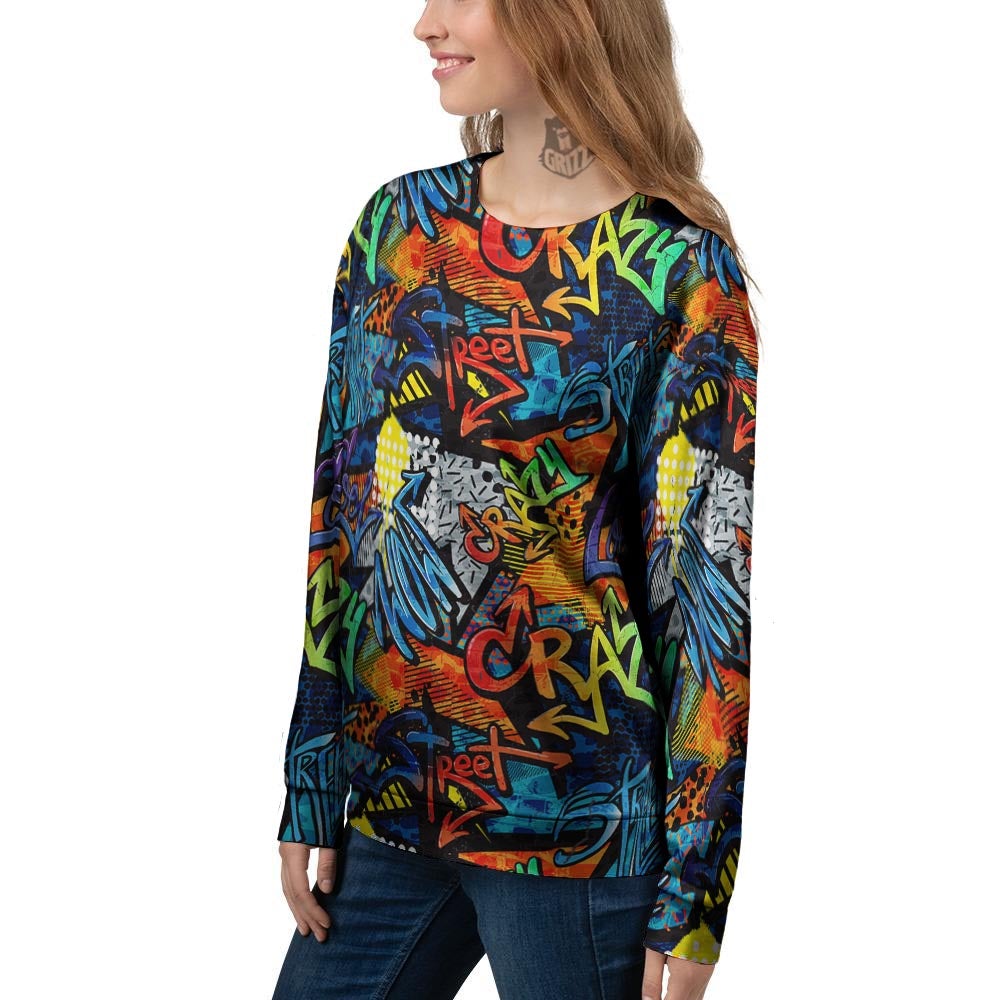 Graffiti Retro Print Pattern Women's Sweatshirt-grizzshop