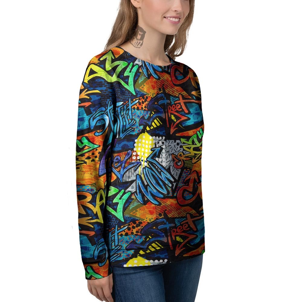 Graffiti Retro Print Pattern Women's Sweatshirt-grizzshop