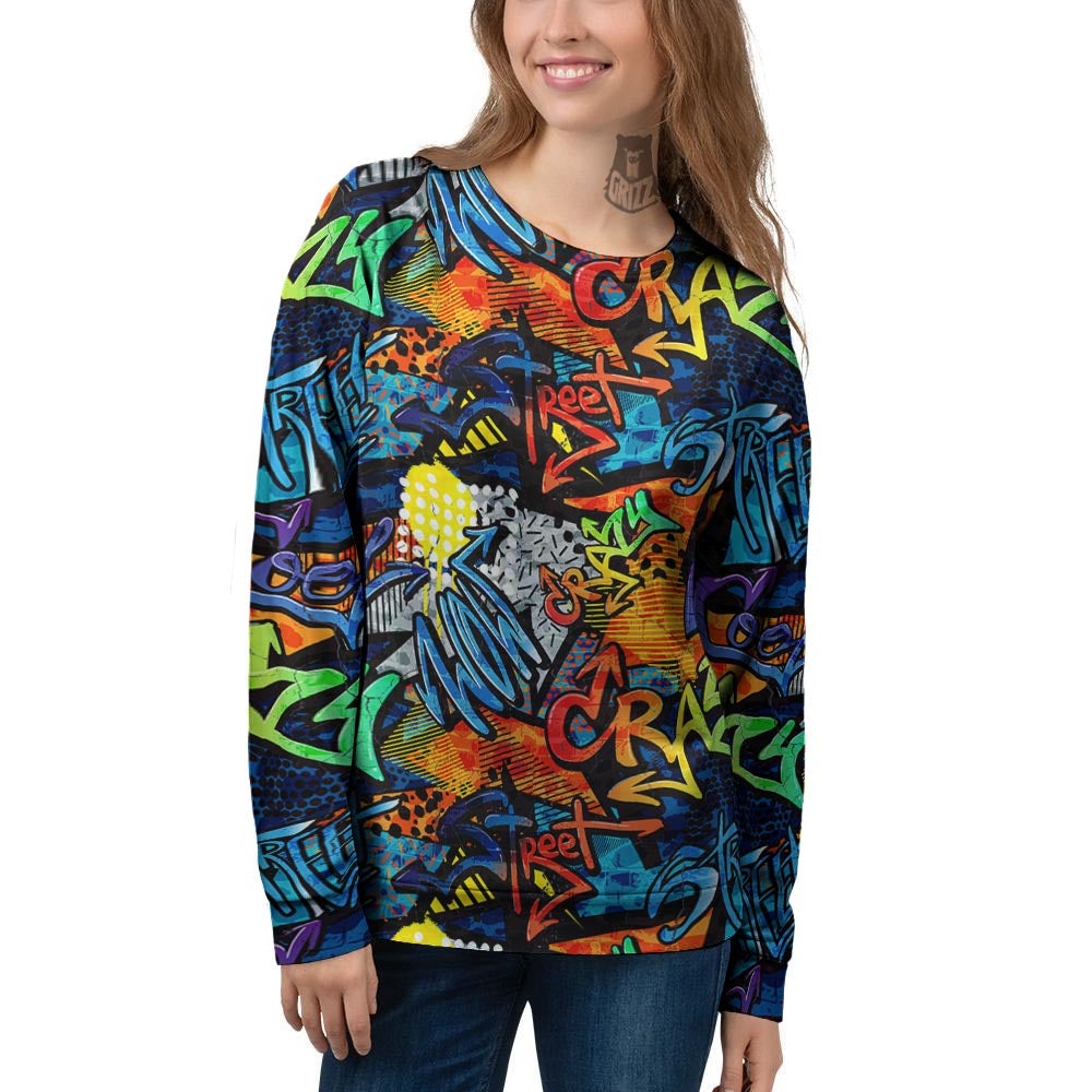 Graffiti Retro Print Pattern Women's Sweatshirt-grizzshop