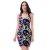 Graffiti Skull Bodycon Dress-grizzshop