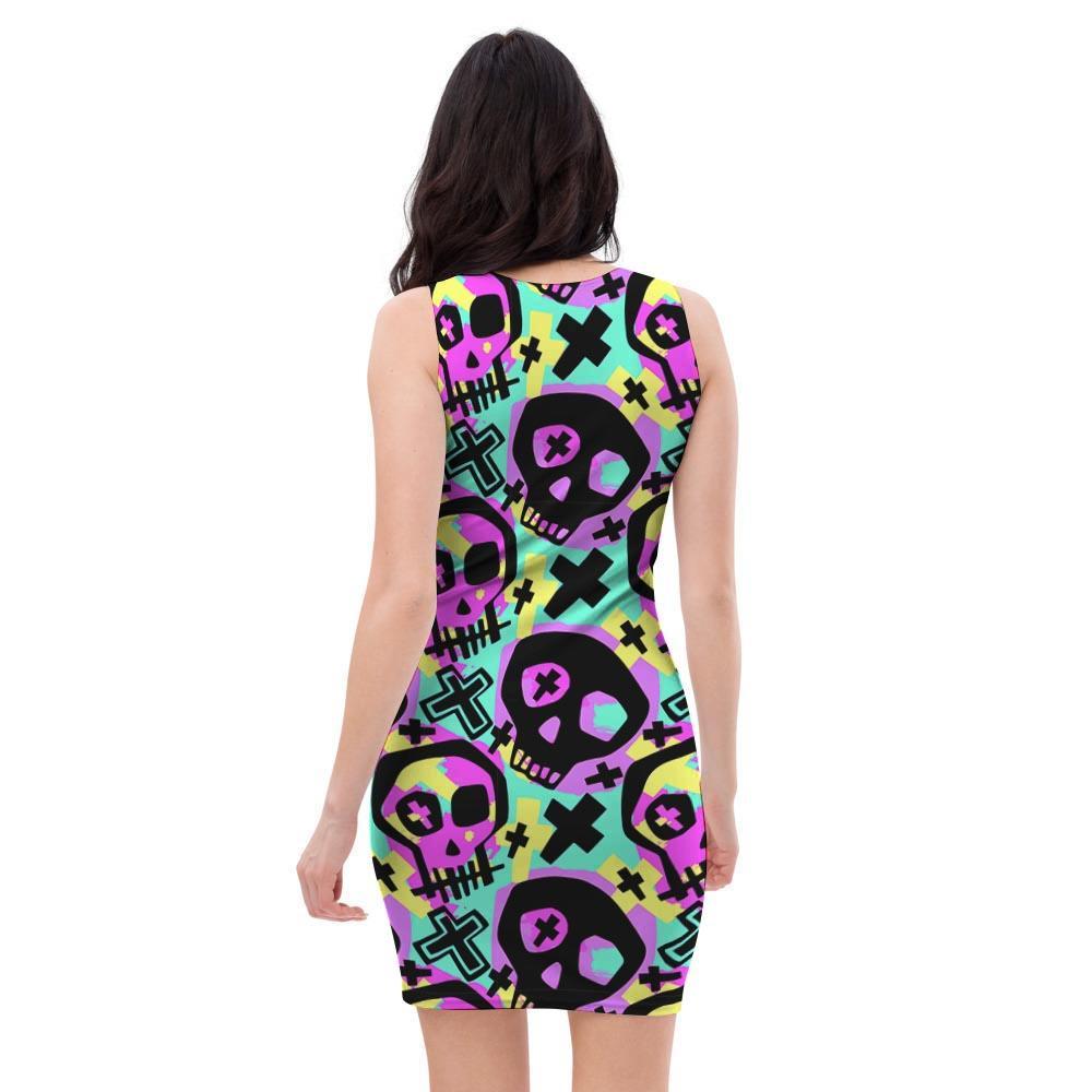 Graffiti Skull Bodycon Dress-grizzshop