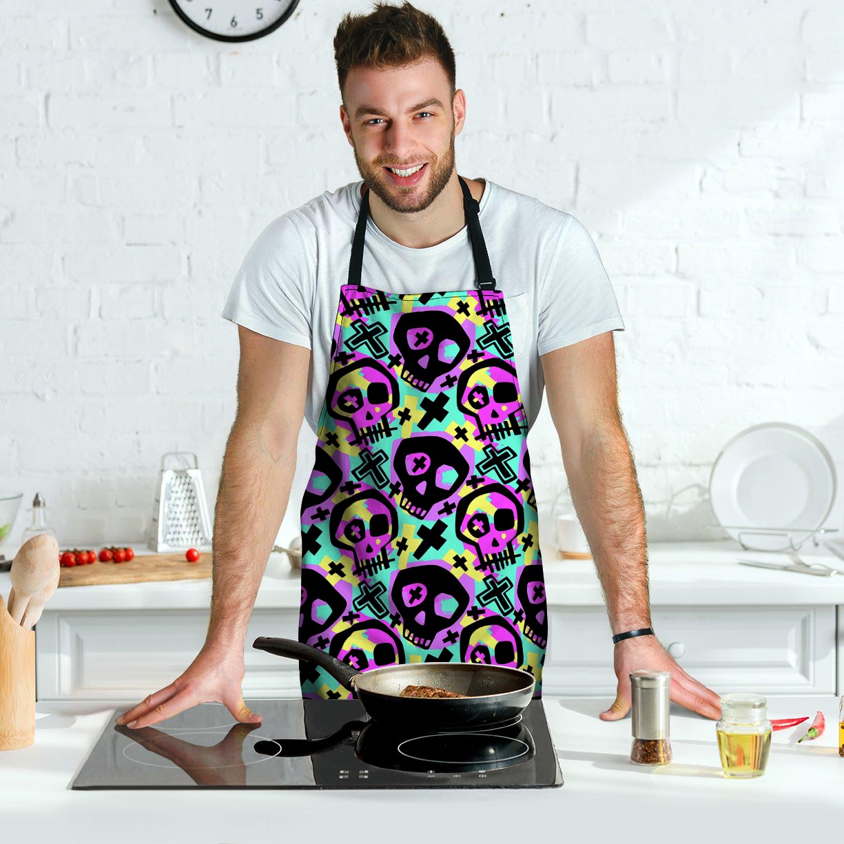 Graffiti Skull Men's Apron-grizzshop