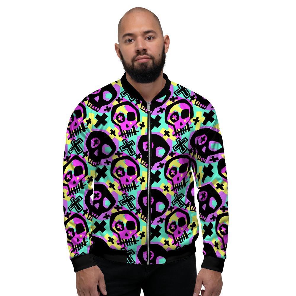 Graffiti Skull Men's Bomber Jacket-grizzshop