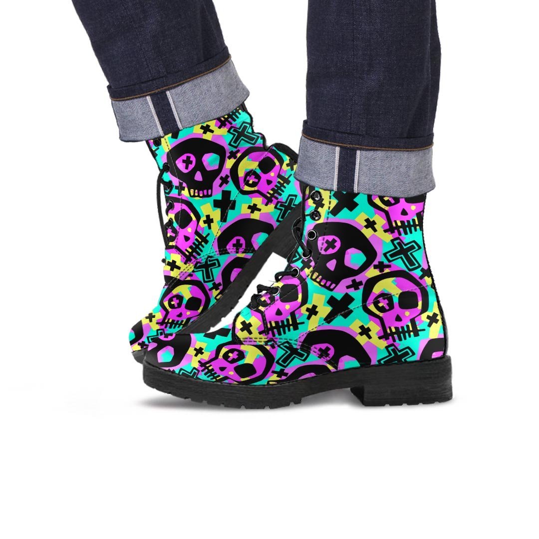 Graffiti Skull Men's Boots-grizzshop